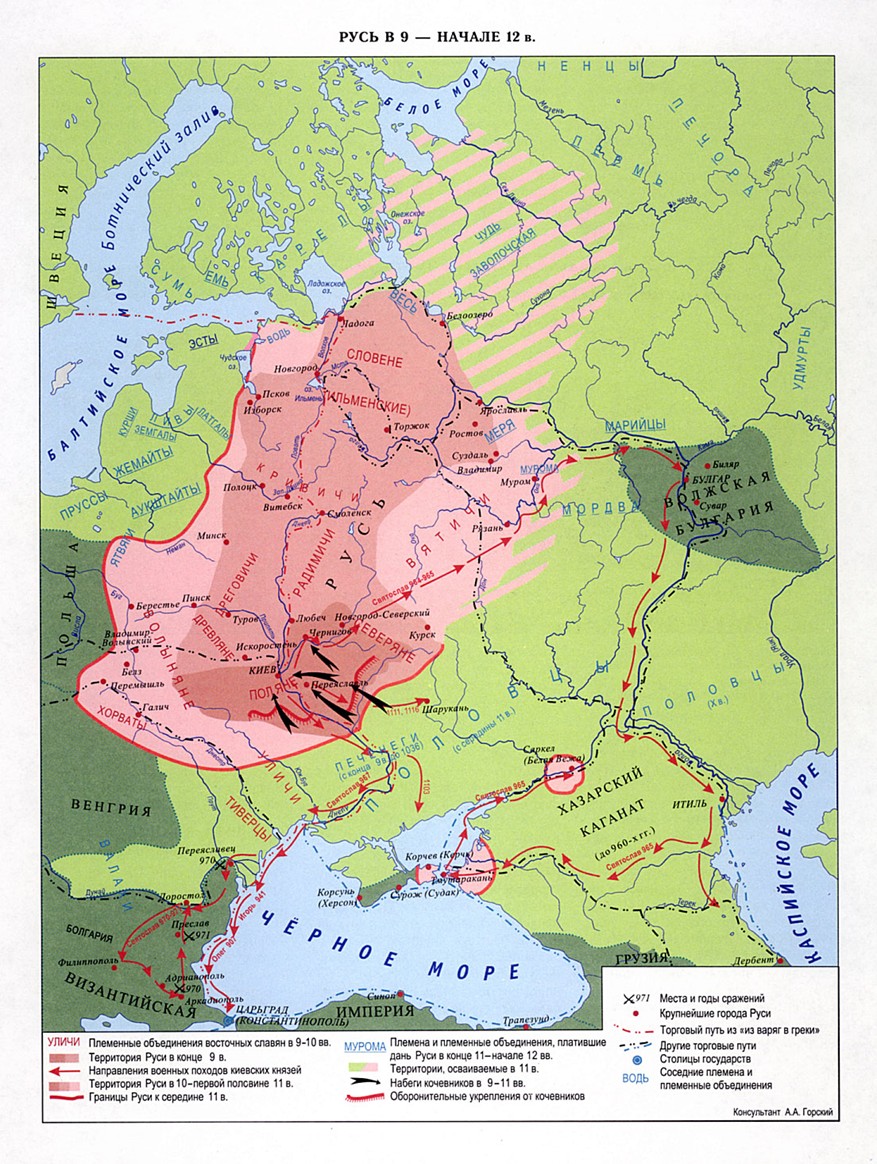 Русь в 9 начале 12 века карта
